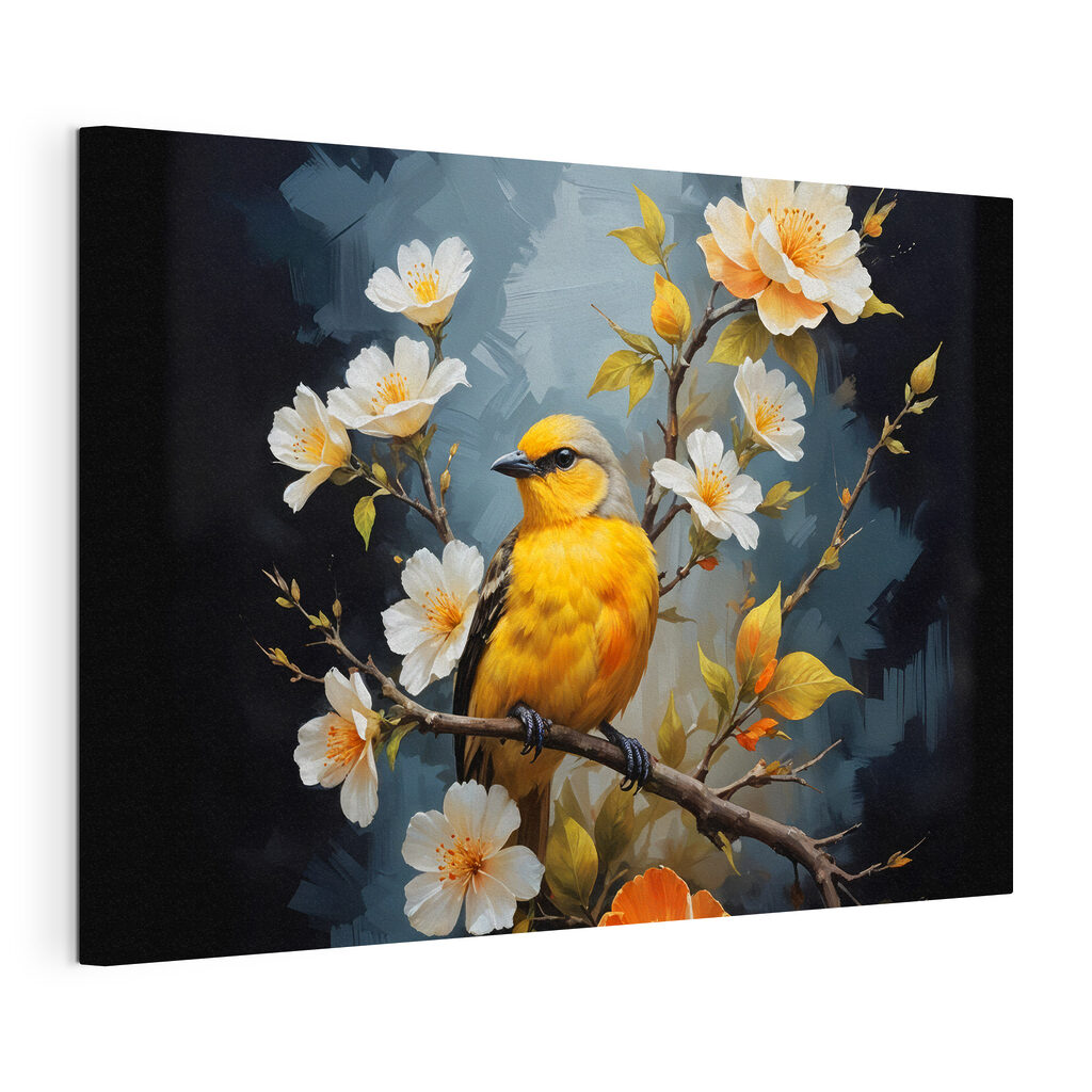 Bird on a branch with flowers Bird on a branch with flowers