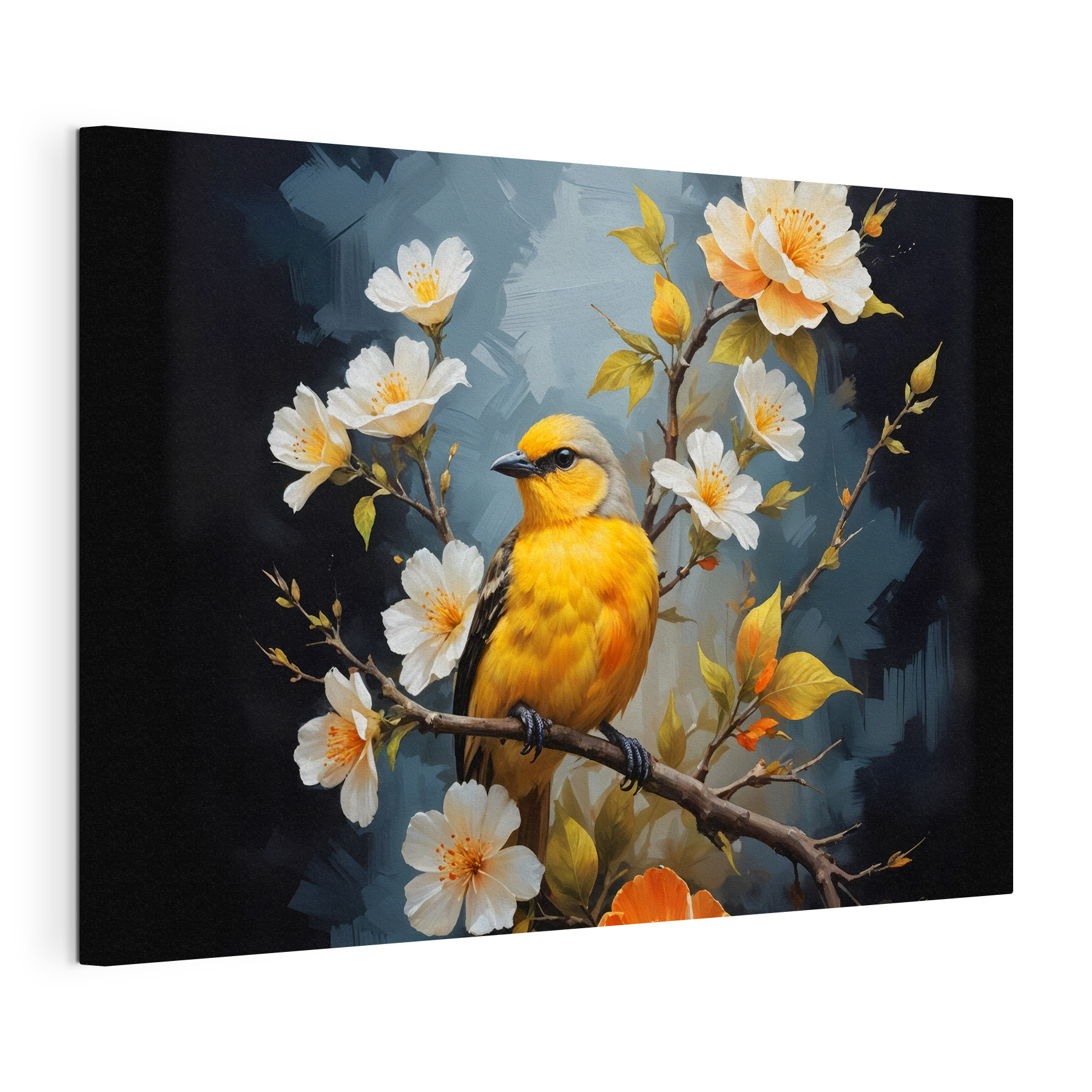 Bird on a branch with flowers Bird on a branch with flowers