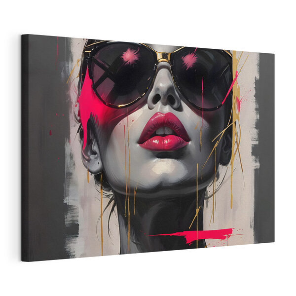 Tableaux Femme avec lunettes de soleil et rouge à lèvres rouge (UGS : s40558) Tableaux Tableaux Femme avec lunettes de soleil et rouge à lèvres rouge (UGS : s40558)