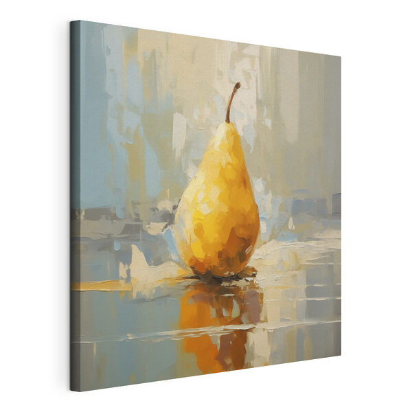 Tableaux Poire jaune sur une surface réfléchissante