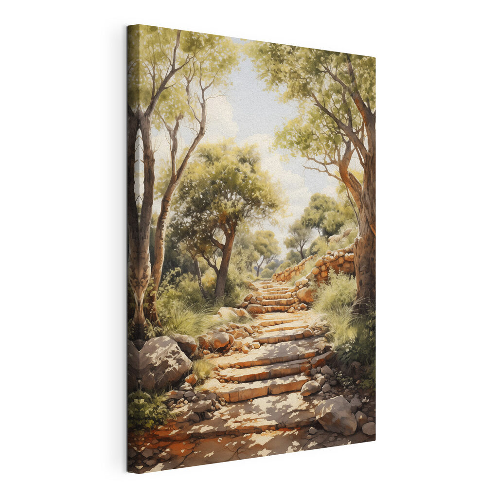 Stone stairs leading up to trees