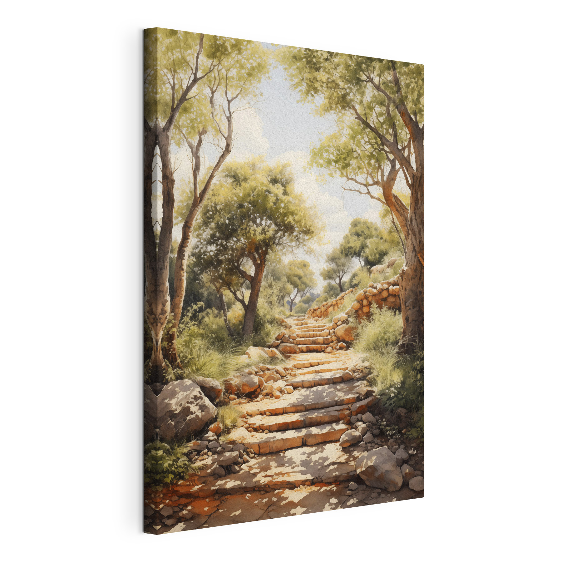 Stone stairs leading up to trees