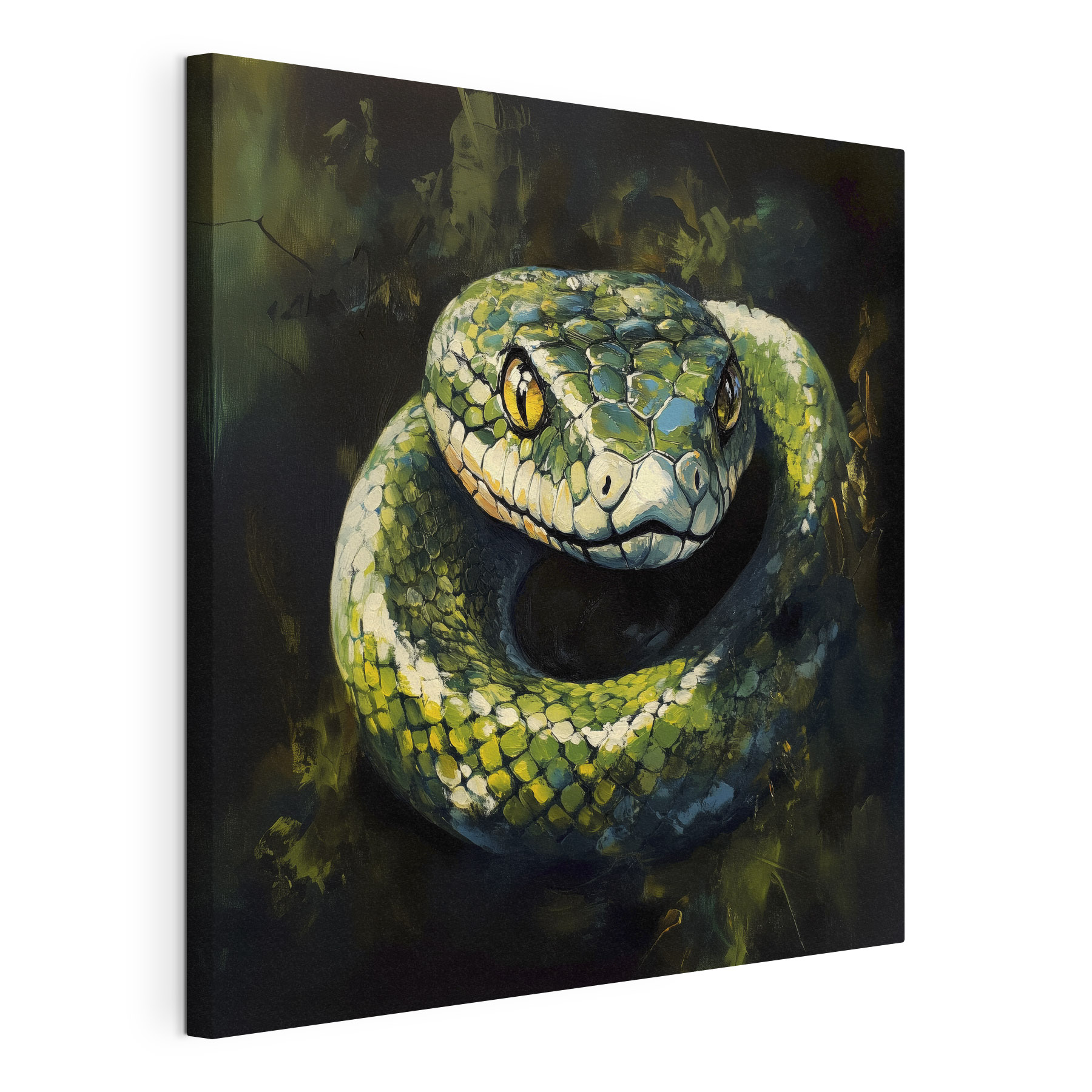 Green snake with yellow eyes