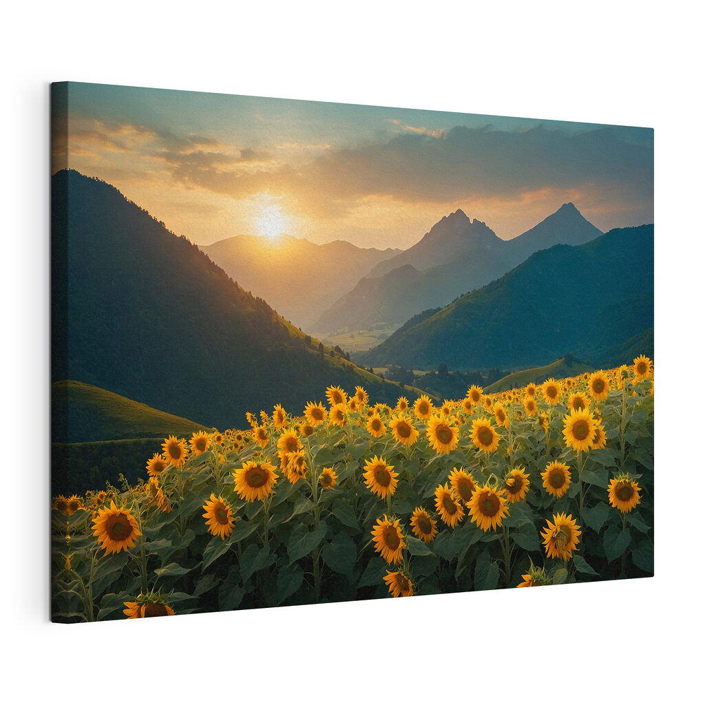 Field of sunflowers in the mountains Field of sunflowers in the mountains