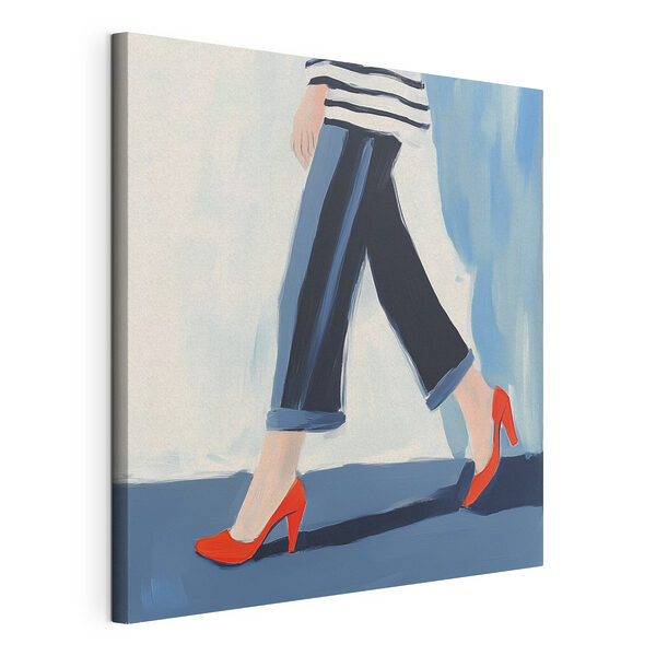 Tableaux Femme portant des chaussures rouges