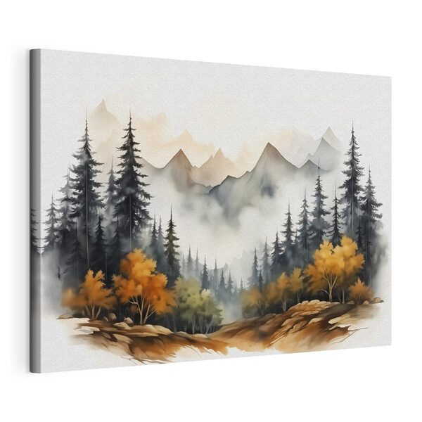 Tableaux Peinture d'une forêt et de montagnes