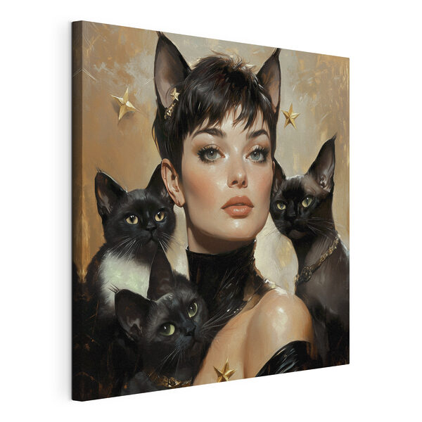 Tableaux Femme avec des chats autour du cou