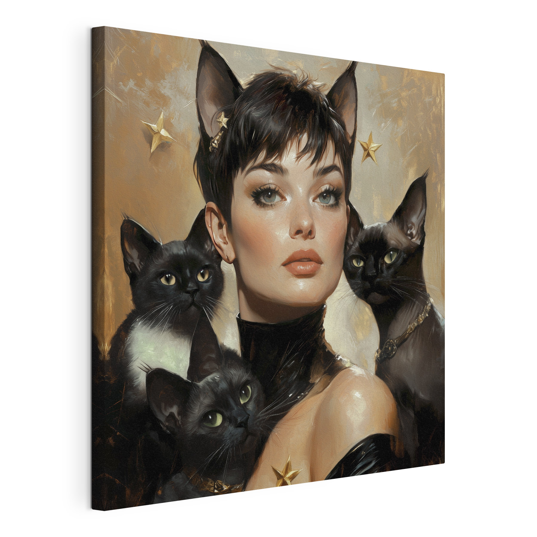 Woman with cats around her neck Woman with cats around her neck