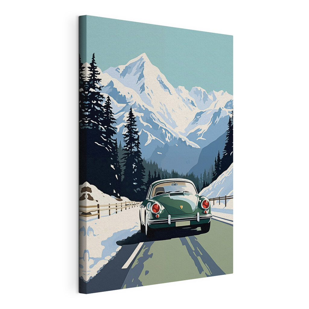 Car driving on a snowy road Car driving on a snowy road