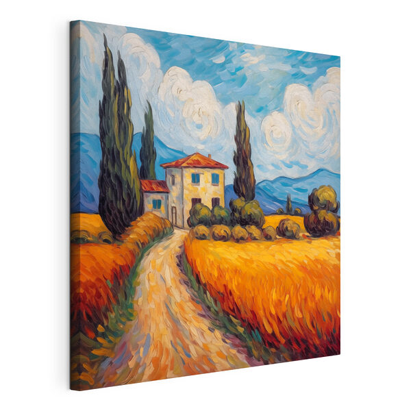 Peinture d'une maison dans un champ de blé Tableaux Peinture d'une maison dans un champ de blé