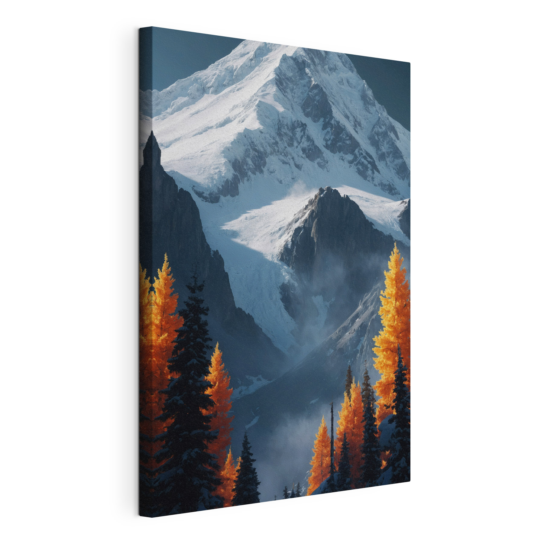 Snowy mountain with trees and snow Snowy mountain with trees and snow