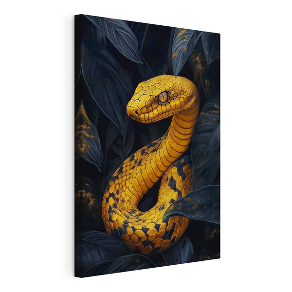 Tableaux Serpent jaune avec des feuilles noires