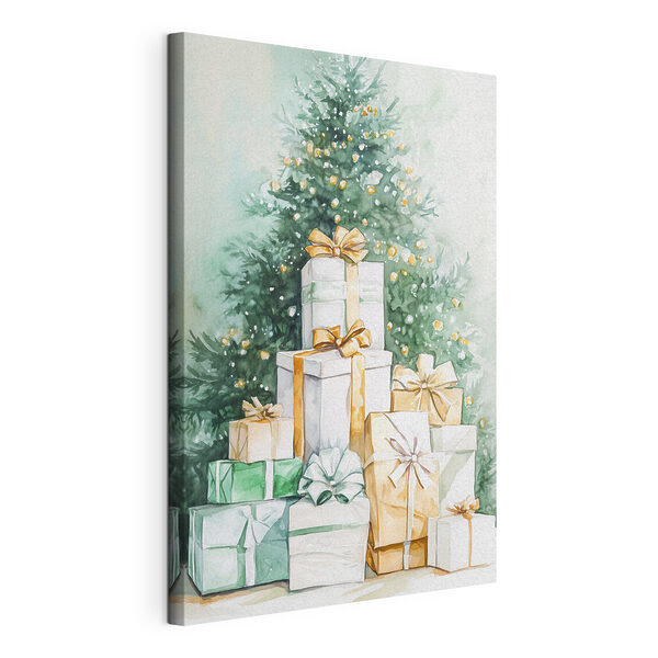Tableaux Aquarelle de cadeaux sous un sapin