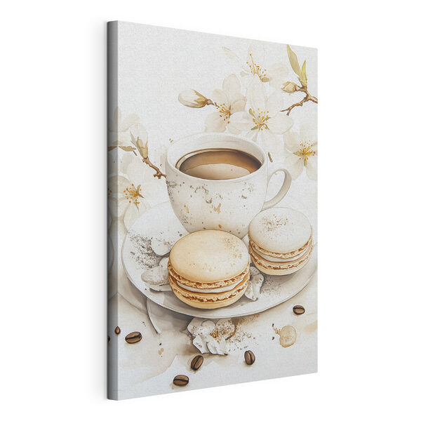 Tasse de café et biscuits sur une assiette Tableaux Tasse de café et biscuits sur une assiette