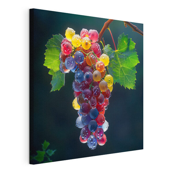 Grappe de raisins colorés avec des gouttes d'eau sur eux Tableaux Grappe de raisins colorés avec des gouttes d'eau sur eux