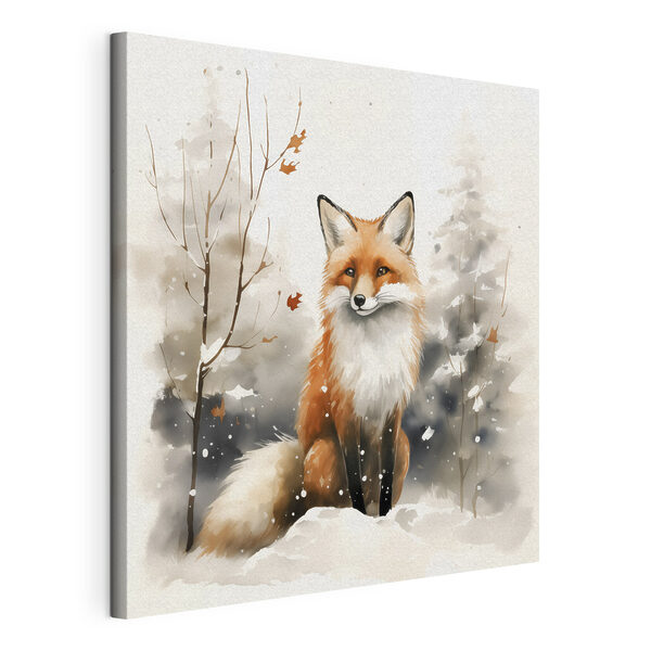 Renard assis dans la neige Tableaux Renard assis dans la neige