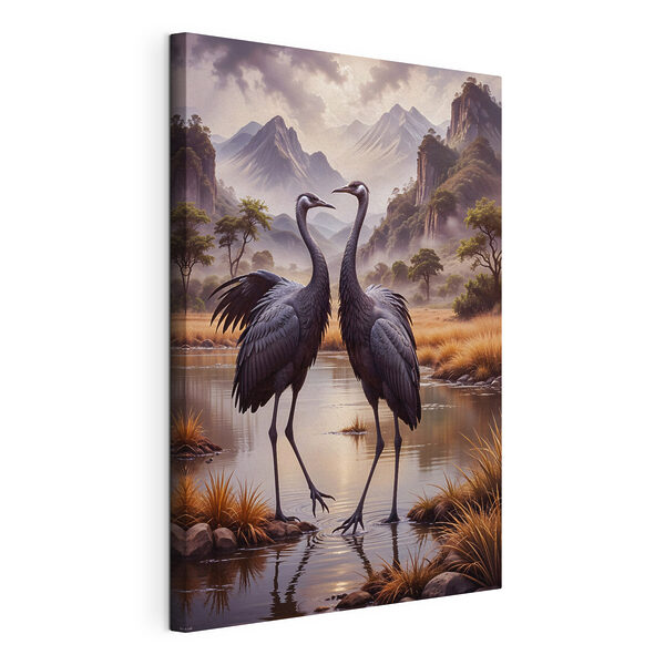 Deux oiseaux dans une rivière Tableaux Deux oiseaux dans une rivière