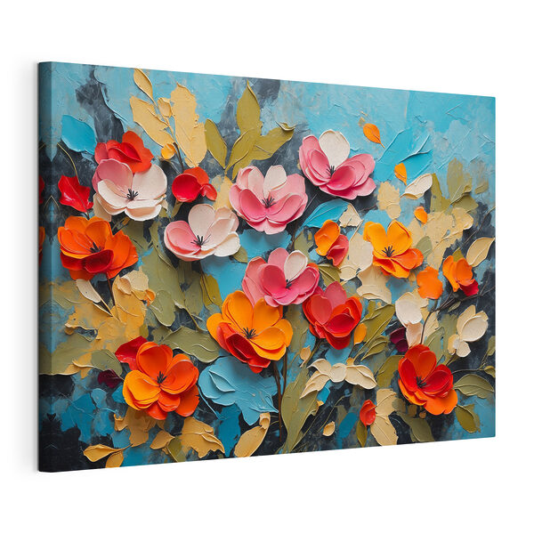 Tableaux Peinture de fleurs sur une surface bleue (UGS : s42255) Tableaux Tableaux Peinture de fleurs sur une surface bleue (UGS : s42255)
