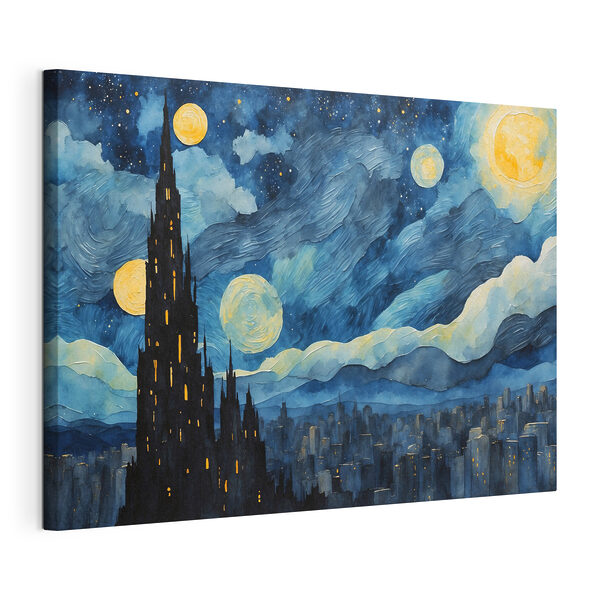 Aquarelle d'une ville la nuit Tableaux Aquarelle d'une ville la nuit