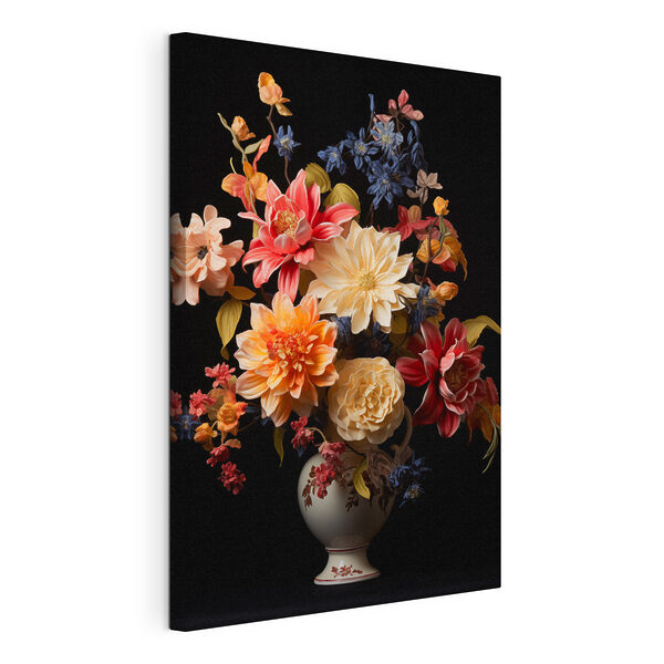 Tableaux Vase de fleurs sur fond noir