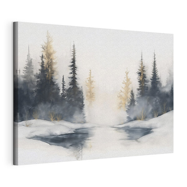 Aquarelle d'une forêt enneigée Tableaux Aquarelle d'une forêt enneigée