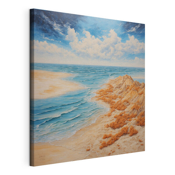 Peinture d'une plage avec du sable et de l'eau Tableaux Peinture d'une plage avec du sable et de l'eau
