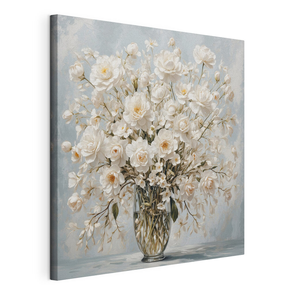 Vase of white flowers