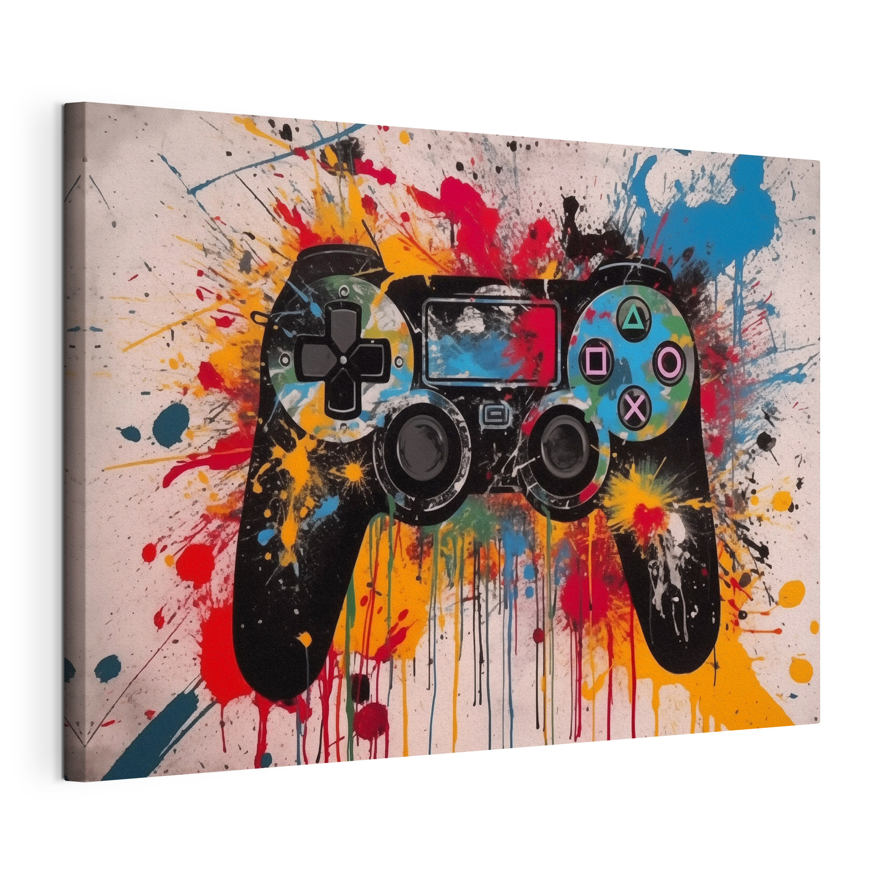 Video game controller with paint splatters Video game controller with paint splatters