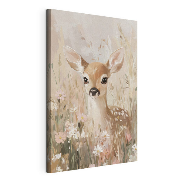 Peinture d'un cerf dans un champ de fleurs Tableaux Peinture d'un cerf dans un champ de fleurs
