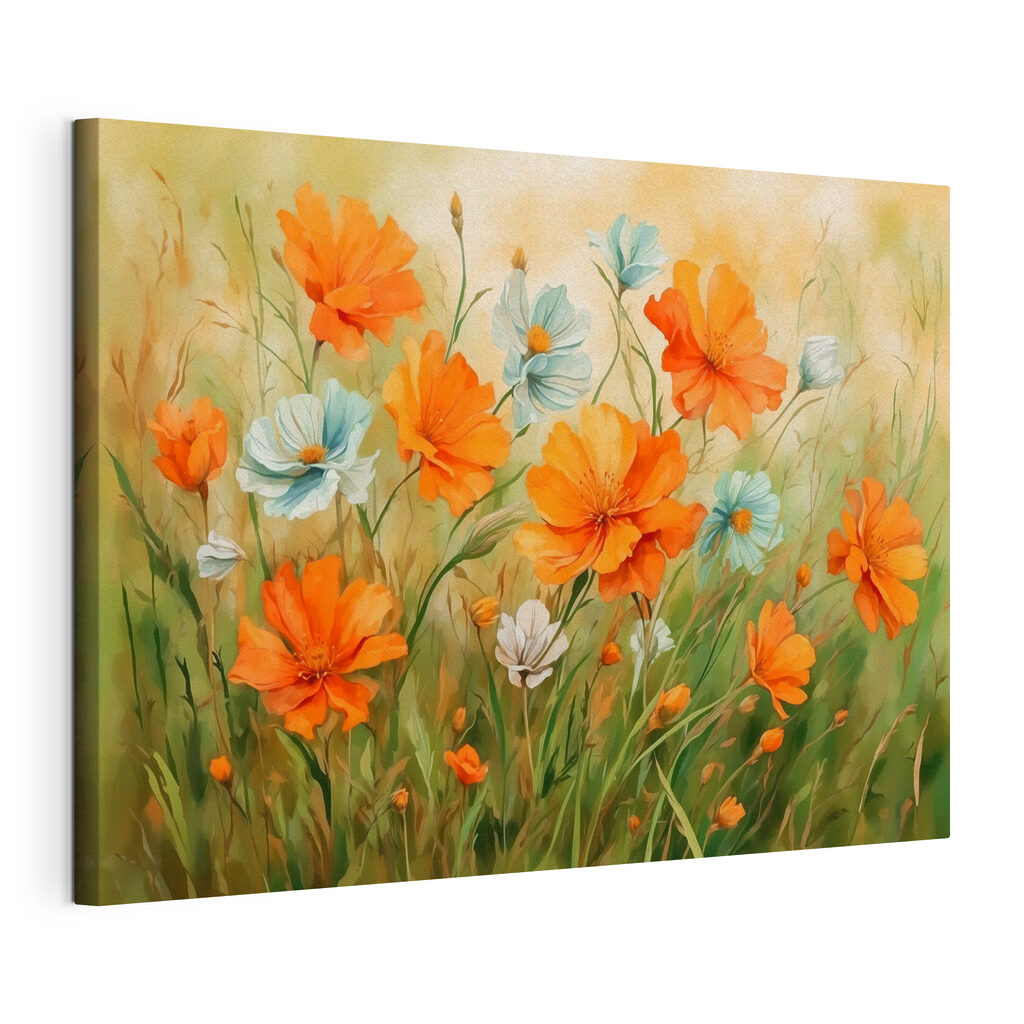 Painting of orange and white flowers