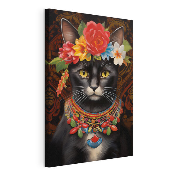 Tableaux Chat portant une couronne de fleurs