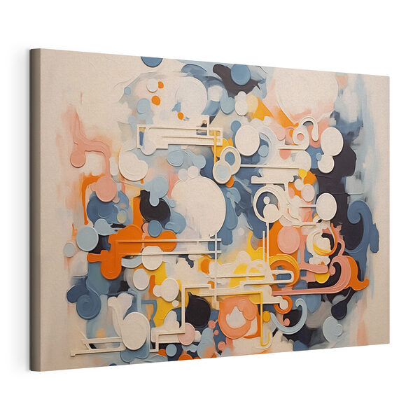 Tableaux Tableaux Œuvre d'art colorée avec des lignes et des cercles blancs (UGS : s43227)