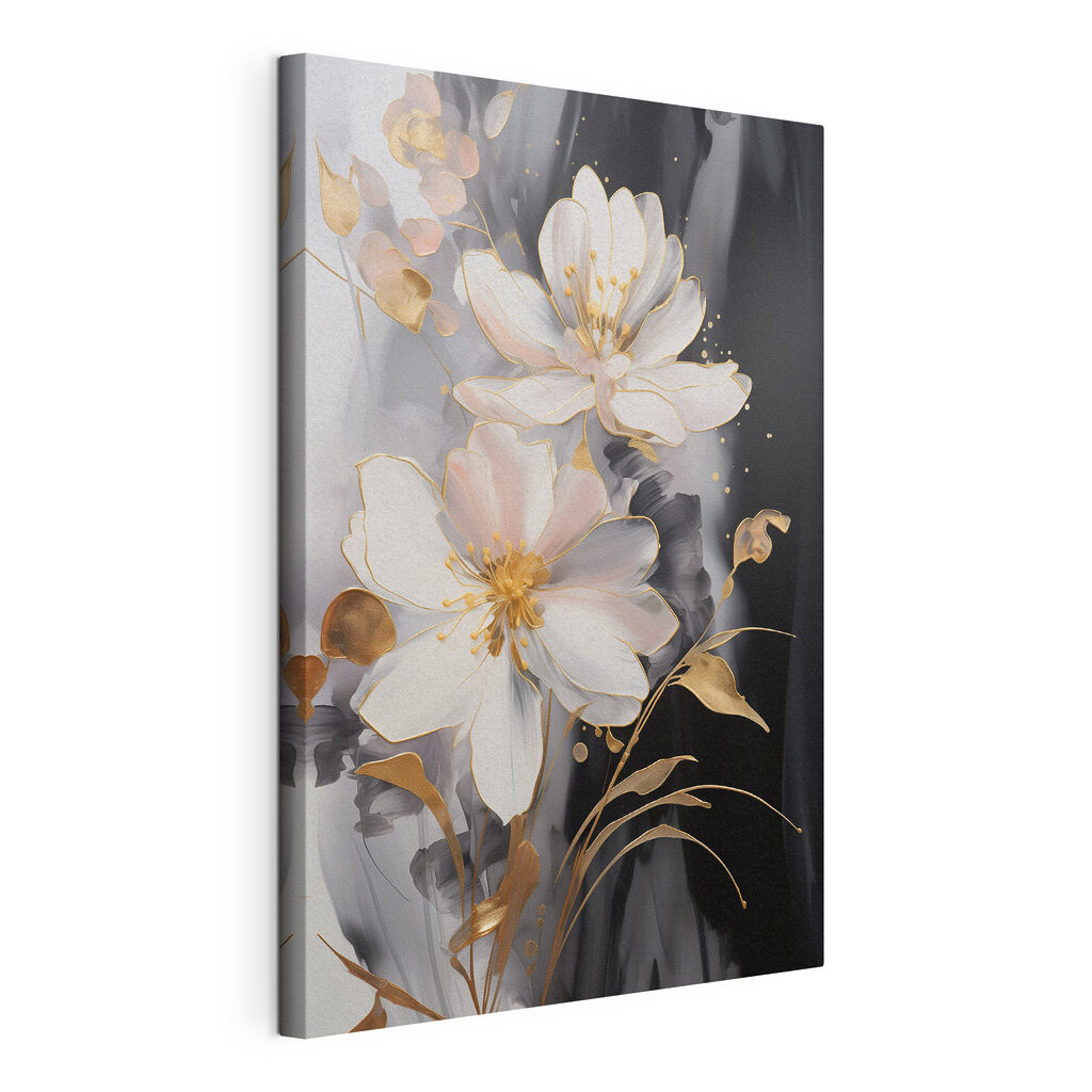 Delicate blossoms on a dark canvas