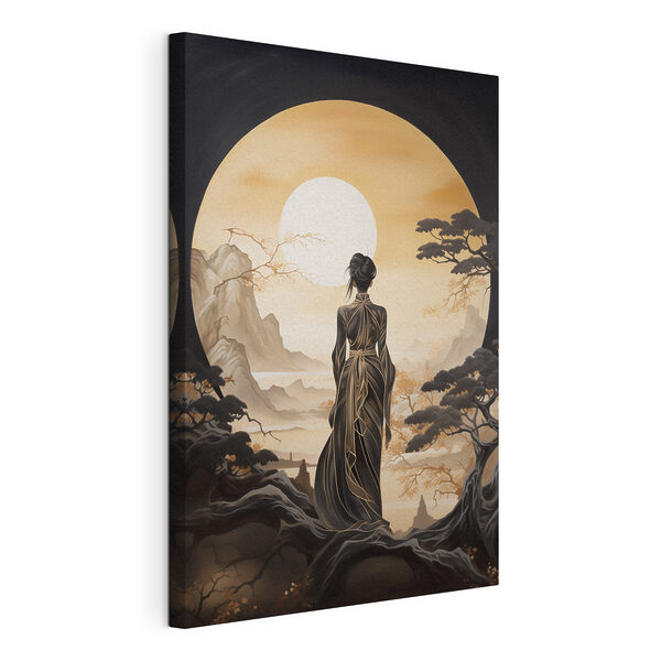 Tableaux Femme en robe longue regardant le soleil (UGS : s43256) Tableaux Tableaux Femme en robe longue regardant le soleil (UGS : s43256)