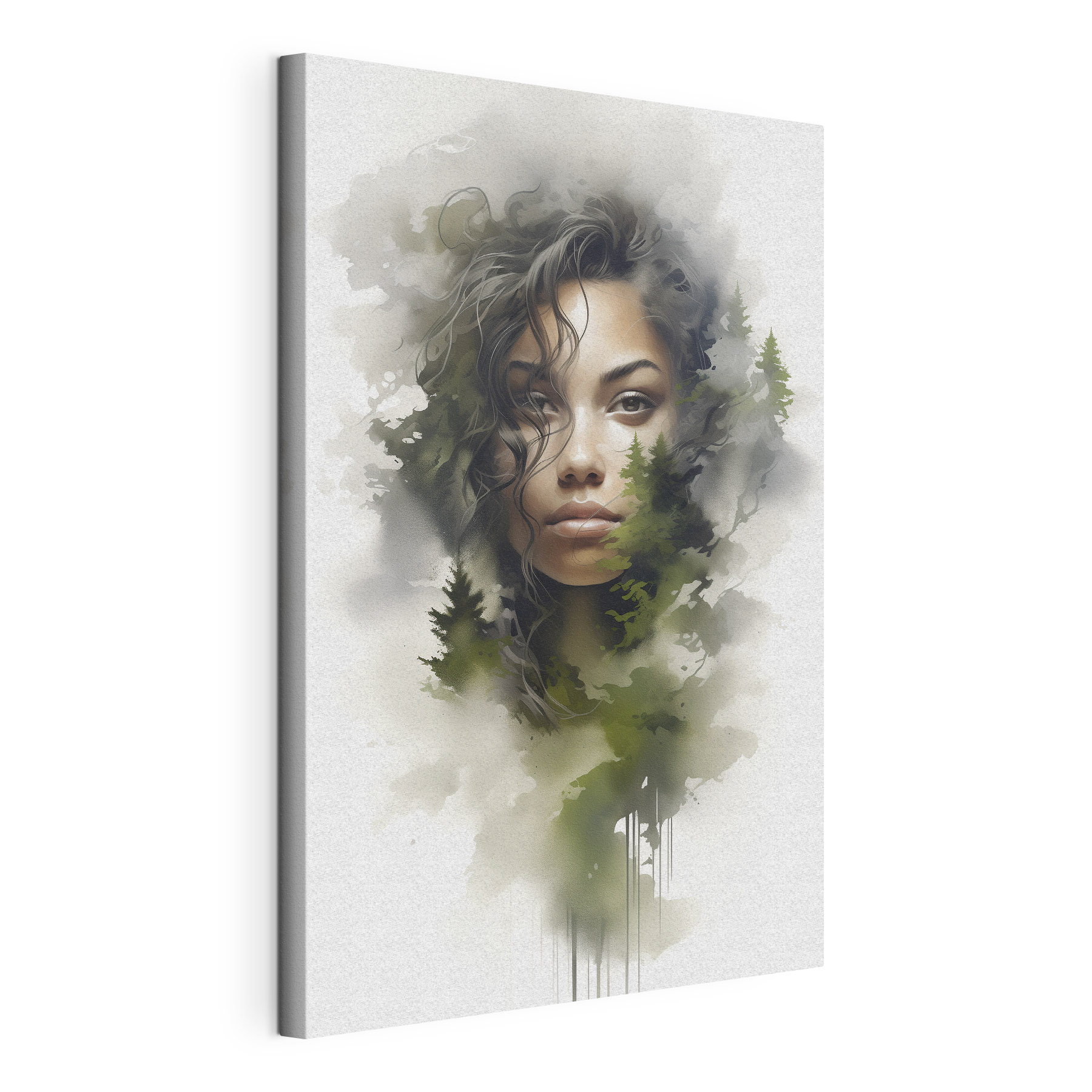 Woman's face with trees in the background Woman's face with trees in the background