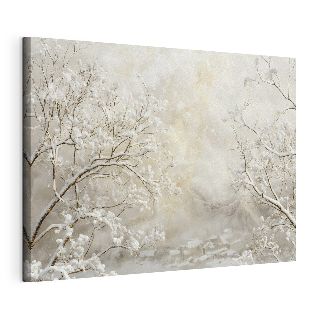 Snow covered trees in a snowy landscape