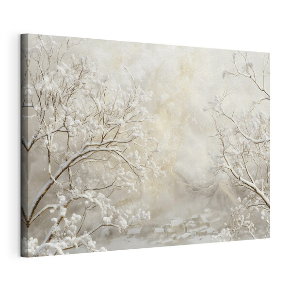 Snow covered trees in a snowy landscape