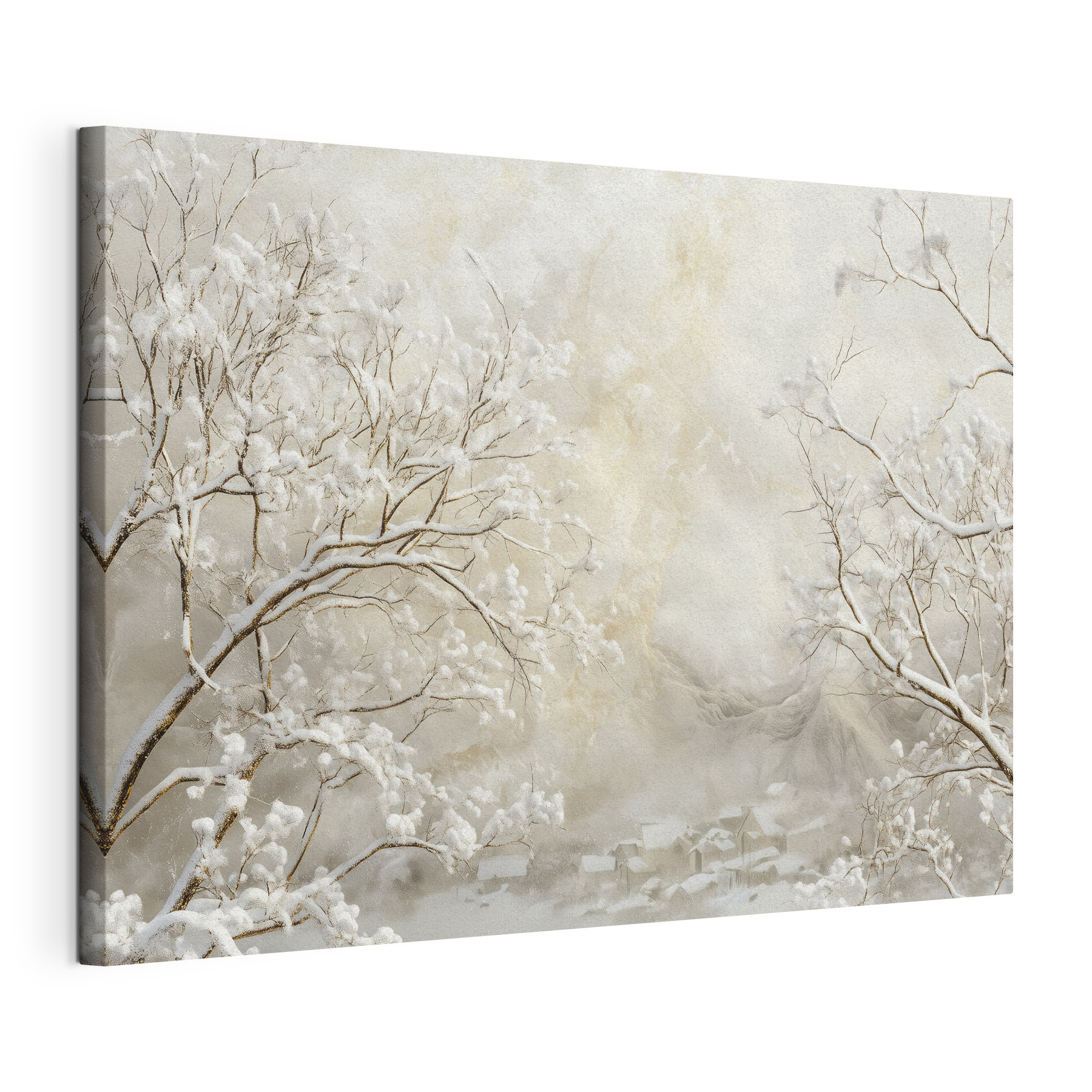 Snow covered trees in a snowy landscape
