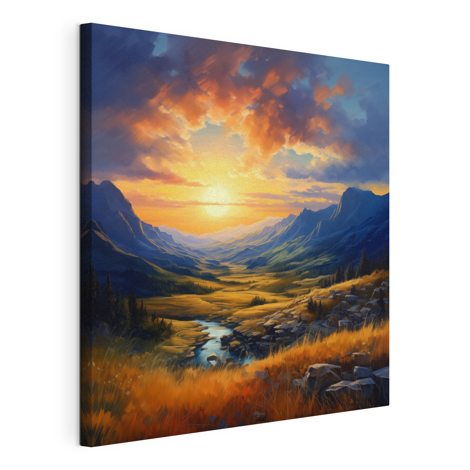 Landscape with a river and mountains Landscape with a river and mountains