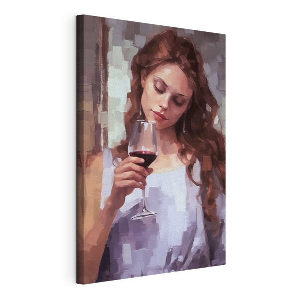 Femme tenant un verre de vin Tableaux Femme tenant un verre de vin