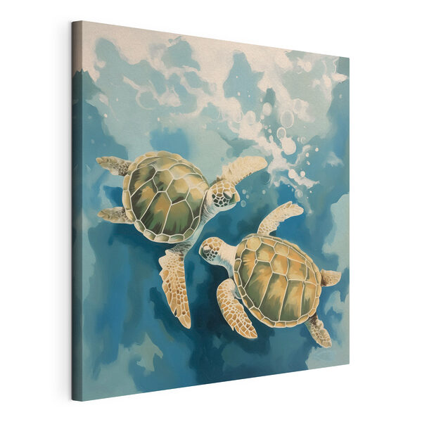 Couple de tortues nageant dans l'eau Tableaux Couple de tortues nageant dans l'eau
