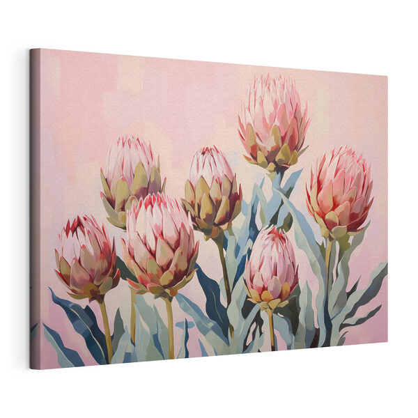 Peinture de fleurs sur fond rose Tableaux Peinture de fleurs sur fond rose