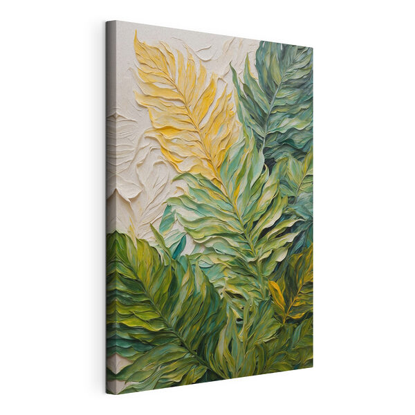 Tableaux Peinture de feuilles sur une surface blanche