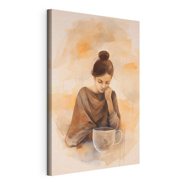 Tableaux Femme avec la main sur le visage regardant une tasse de café (UGS : s44158) Tableaux Tableaux Femme avec la main sur le visage regardant une tasse de café (UGS : s44158)