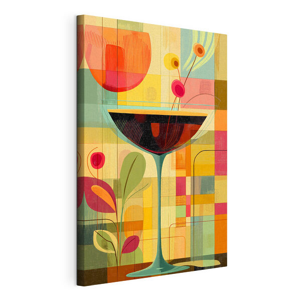 Tableaux Art coloré d'un verre à martini