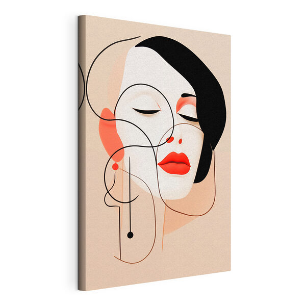 Femme aux cheveux noirs et aux lèvres rouges Tableaux Femme aux cheveux noirs et aux lèvres rouges