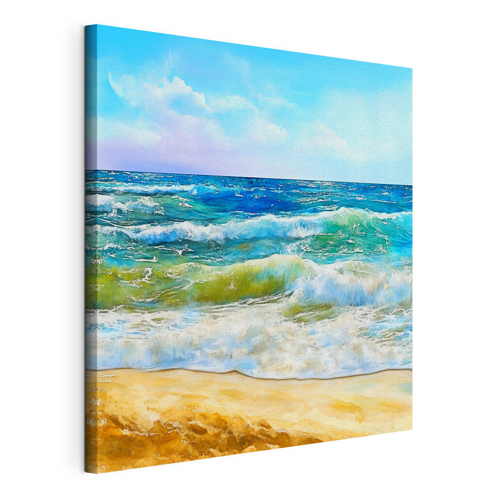 Watercolor of waves crashing on a beach Watercolor of waves crashing on a beach