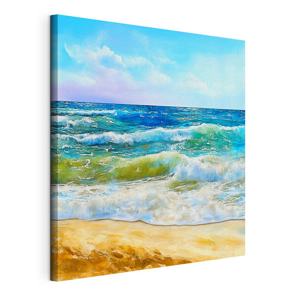 Watercolor of waves crashing on a beach Watercolor of waves crashing on a beach