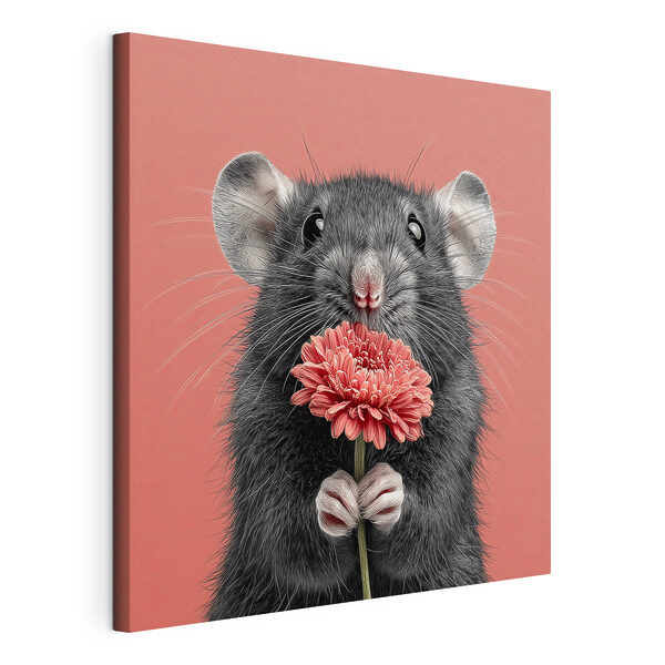 Tableaux Souris tenant une fleur (UGS : s44241) Tableaux Tableaux Souris tenant une fleur (UGS : s44241)