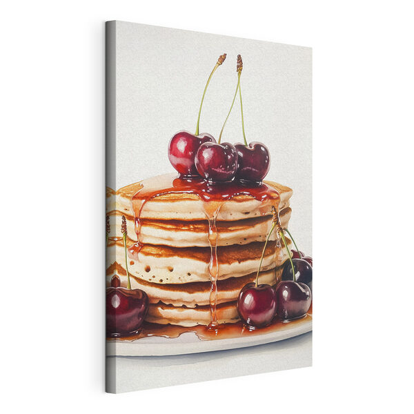 Tableaux Pile de crêpes avec des cerises sur le dessus